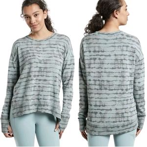 Athleta Coaster Luxe Pullover Sweatshirt size Medium Tie dye Striped